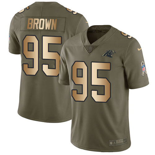 Nike Panthers #95 Derrick Brown Olive/Gold Youth Stitched NFL Limited 2017 Salute To Service Jersey